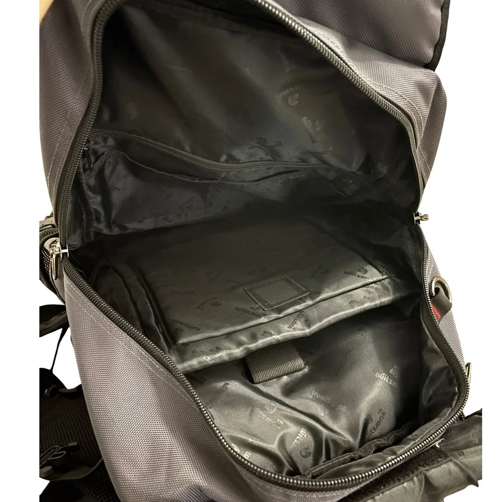 Witzman Backpack OS Travel Tactical Laptop Bag Grey Red Canvas Multi-Pocket